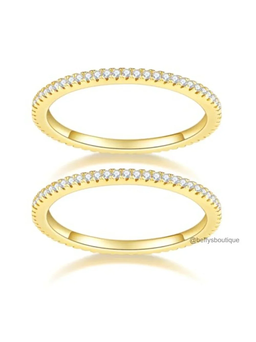 14K Gold Plated Cubic Zirconia Eternity Band Stackable Rings Women 1.5mm Size 8